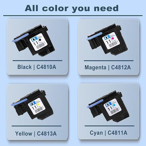 قطع غيار Ademon للطابعة 11 طباعة من أجل C4810A C4811A C4812A C4813A رأس طباعة ل 1000 1100 1200 2200 2280 2300 2300 2800 (Magenta | أصفر | سايان | أسود) in Kuwait