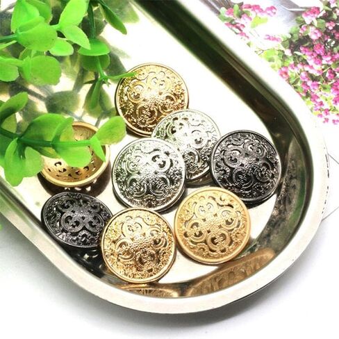 30 PCS Vintage Antique Metal Blazer Button Set 2 Sizes of 18mm / 0.7in, 25mm / 1in Premium Metal Sewing Buttons with Round Shaped for Crafts Decorations DIY Shirt Suit, (Silver) in Kuwait