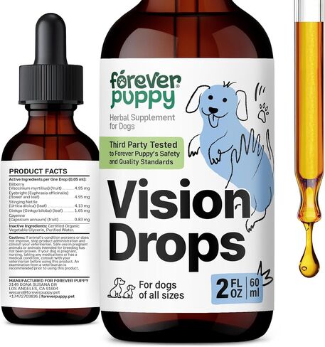 Vision Supplements for Dogs - Eye Tincture w/Bilberry & Eyebright Herb - All Breeds & Sizes - Liquid Dog Food Supplements for Vision Support & Eye Clarity - Sugar & Alcohol-Free - 2 oz in Saudi Arabia