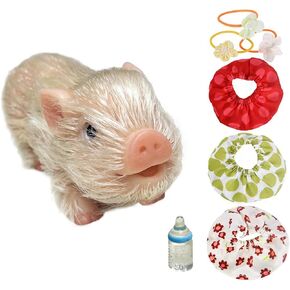OtardDolls 5 Inch Lifelike Reborn Pig Dolls, Full Silicone Soft Reborn Pig Dolls Mini Realistic Pig Toy Newborn Cute Newborn Baby Pig Dolls with Toy Accessories for Happy Birthday