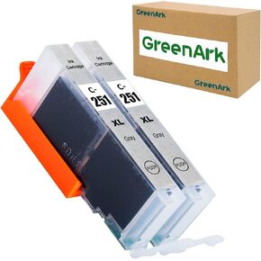 GREENARK Compatible Ink Cartridge Replacement for Canon CLI-251 GY Gray CLI-251GY XL Gray Ink Cartridge Work for Canon PIXMA MG6320 Pixma MG7120 Pixma MG7520 Pixma IP8720 Printers, 2 Pack 251XL GY