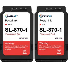 SL-870-1 XXL Red Ink Cartridge Compatible SL870-1 SL8701 XXL Fluorescent Red Ink Cartridge Replacement for The PB New SendPro Mailstation Postage Meter (CSD1) Machine | 2-Pack High Capacity (18ml*2)
