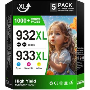 932XL 933XL Ink Cartridges Replacement for HP 932XL 933XL Ink Cartridges Combo Pack 932 933 XL for HP OfficeJet 6600 6700 6100 7110 7612 7510 7610 7620 Printer (5 Pack)