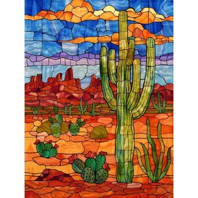 Kaliosy 5D Diamond Art Kits for Adults Cactus by Number Kits, Diamond Painting Art Desert DIY Full Drill Crystal Craft Cross Stitch Embroidery Decoration (12x16 inch) 30x40 cm