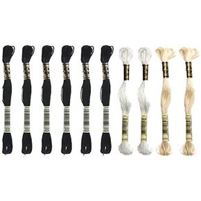 Embroidery Floss Thread Bundle : 6 Black (310), 2 Blanc, 2 Ecru
