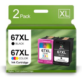 67 Ink Cartridges Black/Color Combo Pack Replacement for HP 67XL Ink for Envy 6000 6055 6055e 6400e 6455e 6458e Deskjet 2742e 2752e 2755e Envy Pro 6455 6458 (2 Pack)