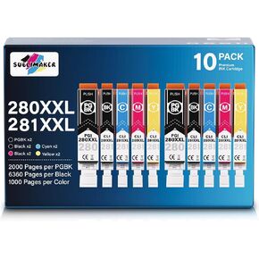 280 281 XXL Ink Cartridges for Canon PGI-280XXL CLI-281XXL Ink Cartridges Replacement for Canon TR8620a TR8620 TR8600 TR8520 TR8622a TS9521c TR7520 TS9520 TS6320 TS6120 TS6220 TS702a Printer (10 Pack)