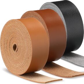 SilTriangle 3 Rolls Leather Straps for Crafts Single Sided Faux Leather Strips 2 mm Thickness 78.7 Inches Long for DIY Art Craft Projects Belt Tooling(2 Inch,3 Color)