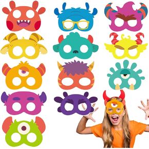 48 Pcs Monster Masks Crafts Color Your Own Monster Masks Monster Party Decorations for Kids Boys Girls Monster Party Favor Monster Theme Party Costumes Dress up Cosplay Baby Shower