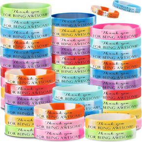 Sieral 120 Pcs Employee Appreciation Month Gift Inspirational Rubber Band Stretch Bracelets Motivational Silicone Wristband Thank You Gift Bulk for Medical Nurse School Social Worker(Morandi)