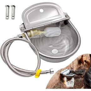 Automatic Water Dispenser for Dog Water Bowl Dispenser Large Size Stainless-Steel Waterer Feeder Self Filling Water Trough for Poultry and Livestock (Stainless Steel, Large)