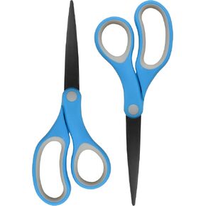 Westcott 55849 8-Inch Non-Stick Titanium Scissors For Office and Home, Blue/Gray, 2 Pack