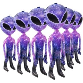 Tirbello Inflatable Alien Large 36" Inch Galaxy Alien Inflates (Pack of 6) for Pool Play or Decoration for Alien Theme Party - Party Favor