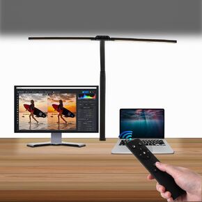 LED Desk Lamps with Clamp, Adjustable & Dimmable Desk Lamps for Home Office, Tall Desk Lamp for Workspaces, Bright LED Desk Light for Study, Workbench Light for Computers, Monitor Light Bar 360 Degree