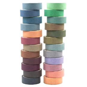 24 Rolls Washi Tape Set, Pastel Washi Tape Colorful Masking Tape 15mm Wide, Decorative Tape for Bullet Journal, Book, Planner, Scrapbooking, DIY Arts Crafts