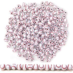 Iconikal 240-Count Acrylic Beads, 12mm Round Plastic Craft Beads for Bracelets, Necklaces, Keychains & Lanyards (Baseball)