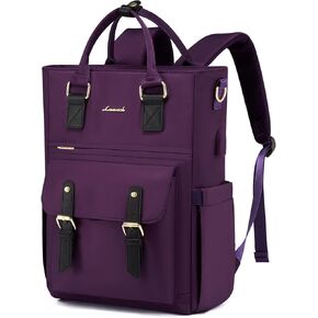 حقائب الظهر المحمول القابلة للتحويل LoveVook للنساء ، حقائب الظهر على ظهر حقيبة الظهر 15.6 بوصة مع ميناء شحن USB ، حقيبة كلية كبيرة للممرضات ، الأرجواني/الأسود in Kuwait