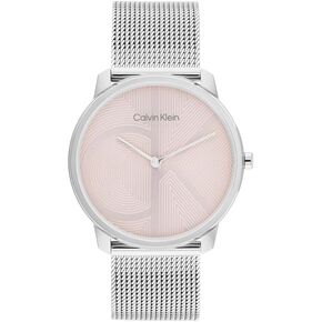 Calvin Klein Unisex Quartz Two Tone Stainless Steel and Mesh Bracelet Watch, Color: Silver (Model: 25200033)