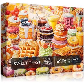 PICKFORU Food Puzzles for Adults 1000 Pieces, Chocolate Sweet Candy Cake Donut Puzzle, Colorful Cupcakes Puzzles for Adults, Challenging Difficult Hard Jigsaw Puzzles for Adults