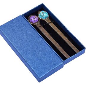 Wisdompro 2 Pcs Metal Bookmark, Retro Vintage Bronze Book Mark Ruler with Dried Flower, Packaged in a Gift Box - an Ideal Gift for Kids, Students, Teachers, Book Lovers - Blue & Purple