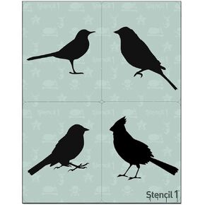 Stencil1 Bird Stencil Durable Quality Reusable Stencils for Painting, Arts, Crafts, Drawing - Decorating Items and Decor on Walls Fabric & Furniture - 4 Pack Bird Silhouettes