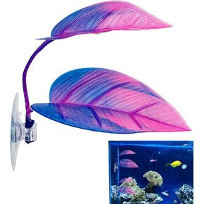 Jowxsx Purple Betta Hammock - Betta Leaves | Simulated Aquarium Decorations Betta Bed | Fish Leaves| Tank Decor, for Flounder, Clownfish, Guppy| Vivid Suction Cup Mounted Betta Fish Aquarium Plants