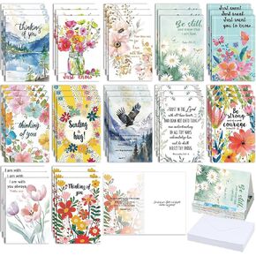 Gersoniel 36 Pcs Religious Thinking of You Cards Bulk with Envelopes with Water Glue Scripture Verses Christian Greeting Cards Faith Based Inspirational Boxed Assortment Gift(Blessing)