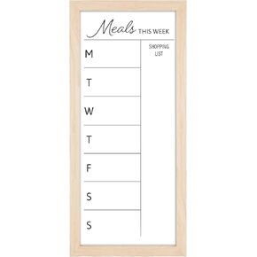 MCS Dry Erase Weekly Meal Planner 11x24 Natural Framed Calander Whiteboard for The Wall, Plan Your Meals for The Week, Family Weekly Planner for Dinners & More–Including Shopping List