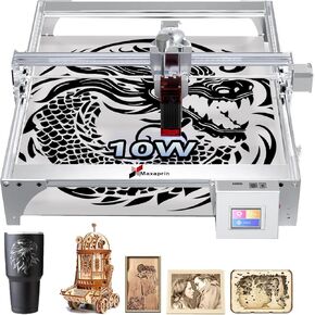 Maxaprin 10W Laser Engraving Machine,1022mW Output Power 70W DIY Laser Cutter,0.06mm Laser Spot 10000mm/min, Offline Usage CNC Laser Engravers for Wood Metal Cutting Engraving Machine
