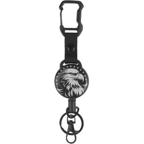 DELSWIN Heavy Duty Retractable Keychain, Tactical ID Badge Reel with 25" Steel Retractable Cord, Key Ring, Lobster Claw Clasp