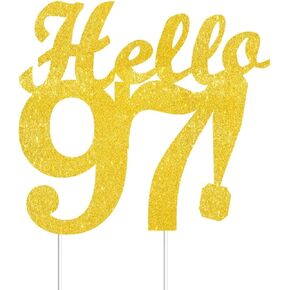 Hello 45 Cake Toppers Gold Glitter, Happy 45th Birthday Cake Decorations Cheers to 45 Years Party Decor, Forty-five Year Old Theme Birthday Anniversary Party Supplies