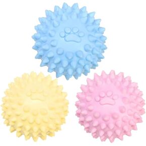 Dog Chew Toys for Aggressive Chewers,3Pcs Colorful Dogs Toy Spiky TPR Ball No Squeak Chew Toy Long Lasting for Aggressive Heavy Chewers Dogs Puppy Teething Training Spiky Rubber Ball Toy Small