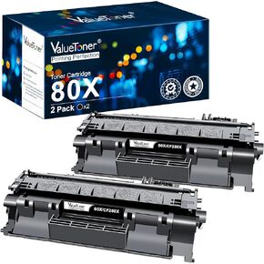 Valuetoner 80X Compatible Toner Cartridge Replacement for HP CF280X CF280A 80A 05A CE505A to use with Pro 400 M401dn, M401dne, M401n, MFP M425dn, M425dw, P2055DN Printer (2 Black)