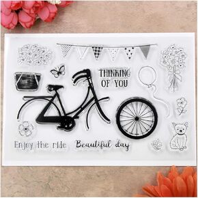 Kwan Crafts Thinking of You Beautiful Day Enjoy The Ride Flowers Clear Stamps for Card Making Decoration and DIY Scrapbooking