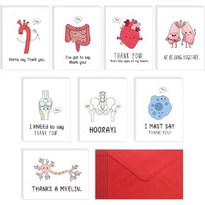 24 Sets Funny Nurse Thank You Cards Nurses' Day Appreciation Cards Pun Nurse Cards with Envelopes Hospital Grateful Cards for Essential Party Favor Nurses Doctors Healthcare Workers