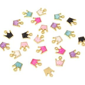 Honbay 24PCS Mini Enamel Alloy Crown Charms Pendants for Jewelry Making or DIY Crafts 11x12mm