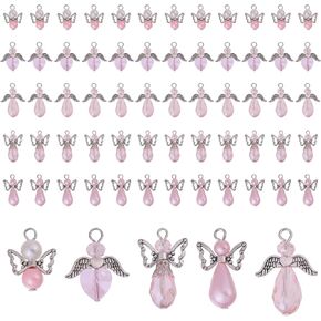 CHGCRAFT Angel Wings Charm Angel Pendant Beads Alloy Butterfly Bead Plastic Pearl with Platinum Iron Flat Head Pins for DIY Jewelry Making Necklace Crafts