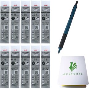 Uni Jetstream Edge 0.38mm Oil-Based Ballpoint Pen Prussian Blue Body + 10 Black Refills, Sticky Notes Value Set