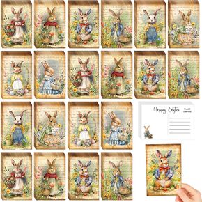 80 PCS بطاقات عيد الفصح العتيقة بوكس ​​أرنب أرنب عيد الفصح 4 × 6 بوصة بطاقات المعايدة العتيقة مجموعة بطاقات عيد الفصح للأصدقاء عائلة مسيحية كاثوليكية لوازم الحفلات (نمط الأرنب)