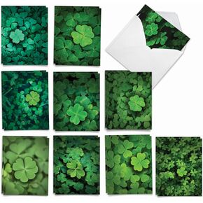 The Best Card Company 20 Assorted St. Patrick's Day Notecards Bulk Box Set 4 x 5.12 Inch with Envelopes (10 Designs, 2 Each) Irish Vintage AM10416SPG-B2x10