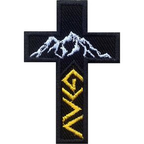 God is Greater Cross Iron On Patches, Cute Decor Patches for Dress Backpacks Clothes Pants Jeans Hats, Embroidery Applique DIY Accessory, small, black