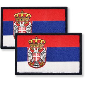 Overdecor Serbia Serbian Flag Patch Tactical Military Patches - Hook and Loop Fastener, 2 Pack