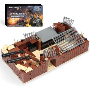 Finger Rock WW2 Military Base Bunker Trench Building Set, 8 in 1 Army Battle Scenes with Fortresses, Anti-Aircraft Guns, Treatment Room and Penitentiary, Idea Gifts for Kids Adults 8+ (833pcs)