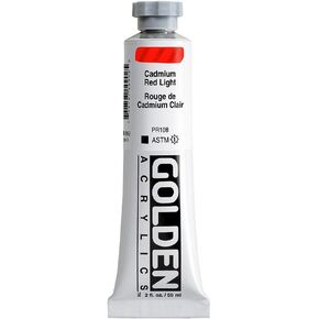 Heavy Body Acrylics by GOLDEN, Cadmium Red Light, 2 fl. oz. Tube, Professional Acrylic Paint, Opaque