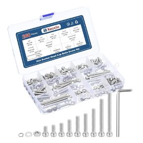 160pcs M4 Socket Head Cap Screws Bolts Nuts Assortment Kit - [M4x8/12/14/18/20/30mm] 304 Stainless Steel Allen Socket Drive for 3D Printer with Allen Wrench