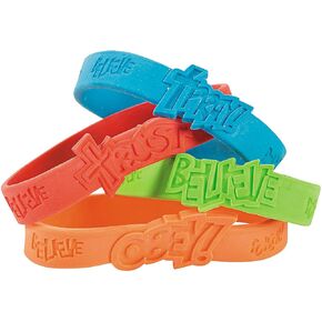 Fun Express Fantastic Faith Rubber Bracelets - Jewelry - Bracelets - Rubber Bracelets - VBS Vacation Bible School Supplies/Decor - 24 Pieces