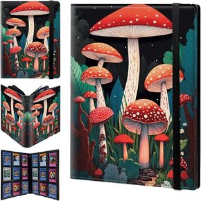 Card Binder 9 Pocket Trading Card Album Folder 900 Side Loading Pocket Binder Baseball Card Binder with Mushrooms Pattern Design Card Binder for Game Cards & Sports Cards