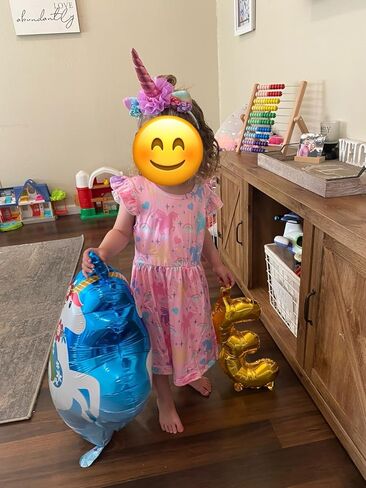 Baby Girls Dress Unicorn Casual Flutter Sleeve Swing Sundress Birthday Party Summer Playwear Dresses 1-8 Years Old in Kuwait