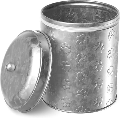 Amici Home Puppy Paws Galvanized Metal Food Canister (7CDI071) in Saudi Arabia