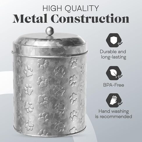 Amici Home Puppy Paws Galvanized Metal Food Canister (7CDI071) in Saudi Arabia